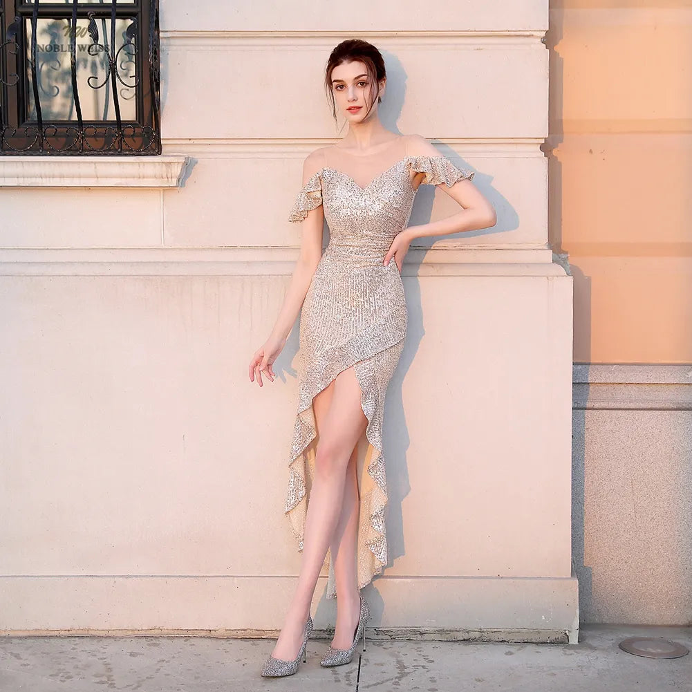 Prom Long Elegant Dresses High/Low Sexy Prom Dress Vestidos De Fiesta –  Mega Mart Center