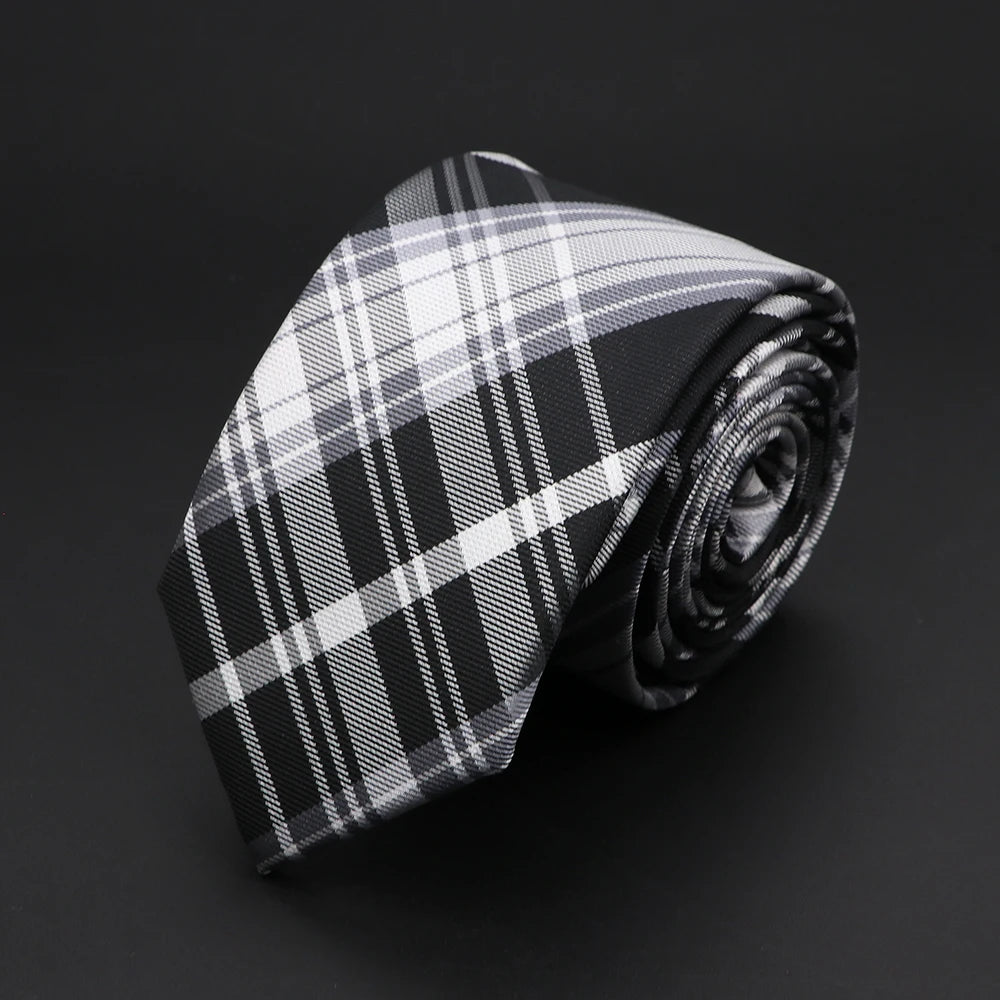30 Styles Men's Jacquard Striped Solid Color Necktie 6cm Slim Narrow Suit Shirt Accessory Daily Wear Cravat Wedding Party Gift