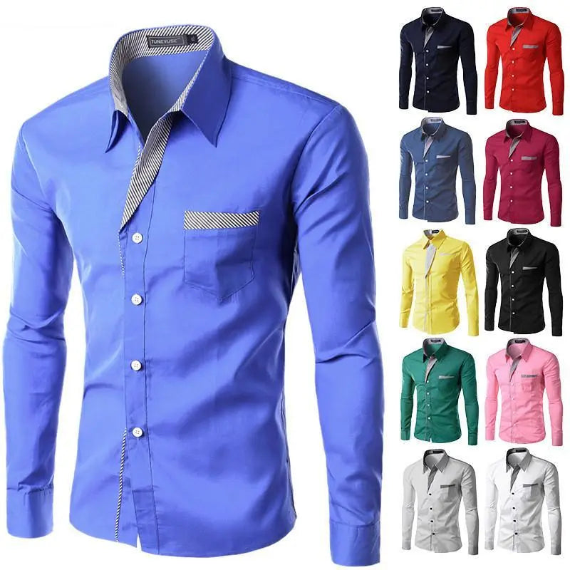 2023 Hot Sale New Fashion Camisa Masculina Long Sleeve Shirt Men Slim –  Mega Mart Center