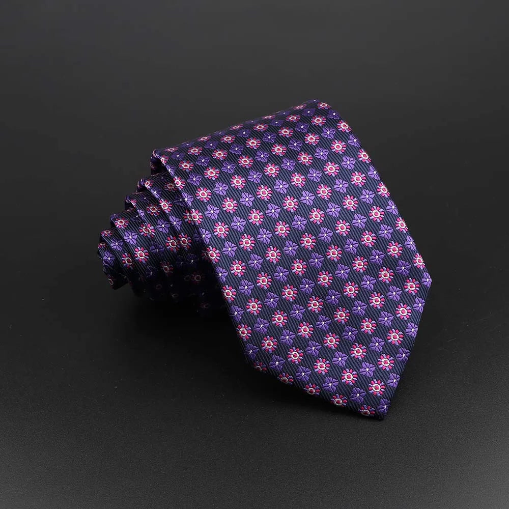 Fashion Polyester Necktie For Men Business Meeting Formal Striped Dot Floral 8cm Jacquard Tie Daily Wear Cravat Suit Accessories