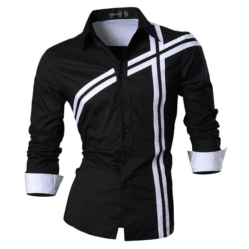 jeansian Spring Autumn Features Shirts Men Casual Shirt Long Sleeve Male Shirts Zipper Decoration (No Pockets) Z018