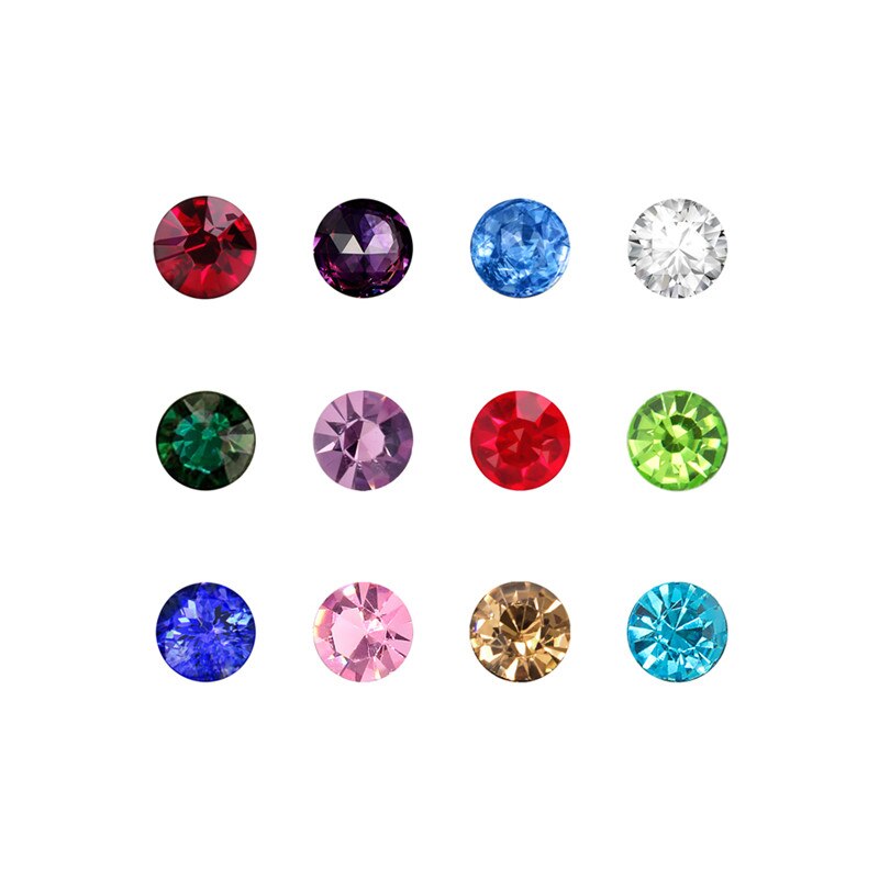 12pcs/Lot Fashion 3mm 4mm 5mm Round Glass Charms Birthstone January To December Charms Locket