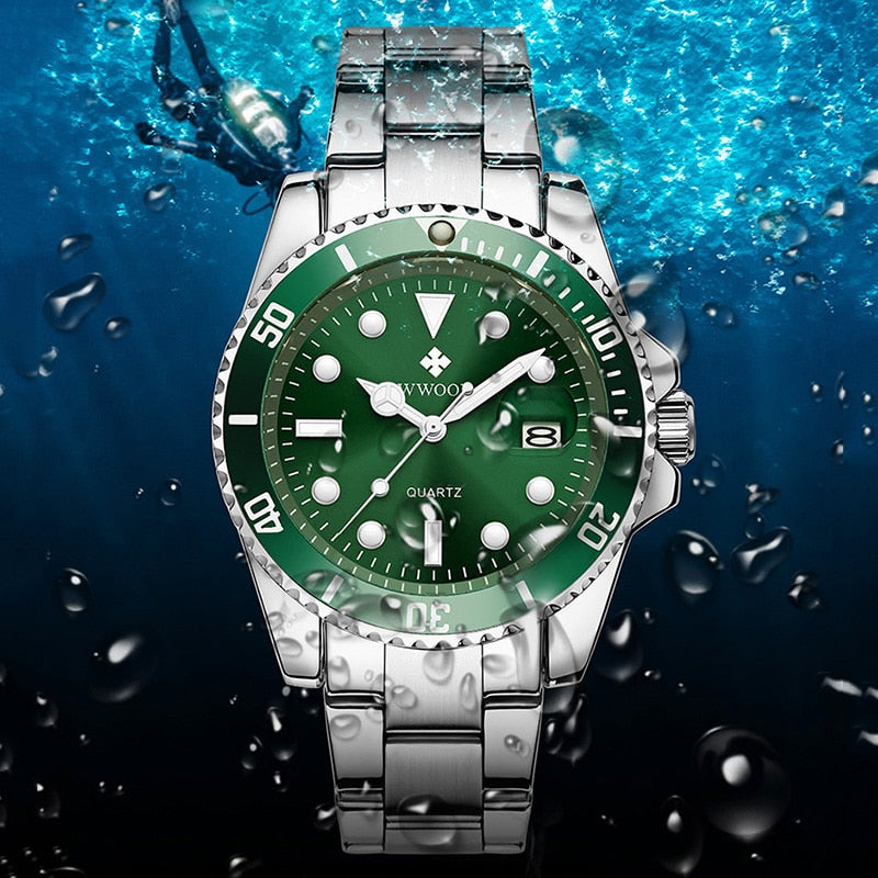 WWOOR Men Watches 2022 Luxury Full Steel Waterproof Automatic Date Watch Men Quartz Diving Sports Wristwatches Relogio Masculino