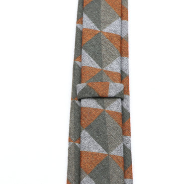 Men's Business Diamond Check Tie Artificial Wool Cotton Dark Color Tie Striped Black Grey Necktie For Daily Accessory Paty Gift