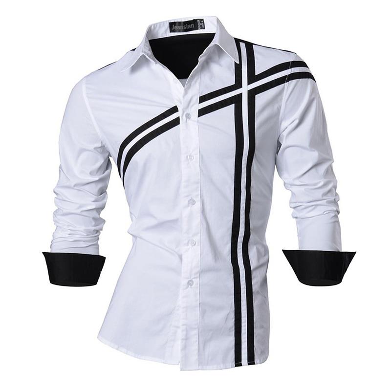 jeansian Spring Autumn Features Shirts Men Casual Shirt Long Sleeve Male Shirts Zipper Decoration (No Pockets) Z018
