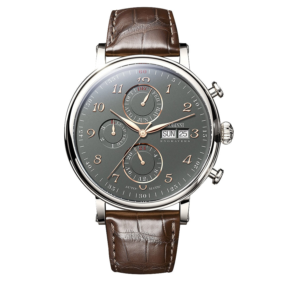 LOBINNI Luxury Mechanical Gear Watch Men gift Seagull Movement Automatic Black Self Winder Sapphire Watch Brand Men Metal Bezel