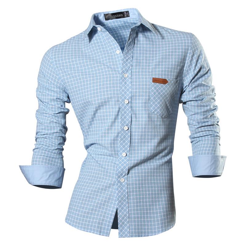 Jeansian Men's Casual Dress Shirts Fashion Desinger Stylish Long Sleeve 8371 Black2