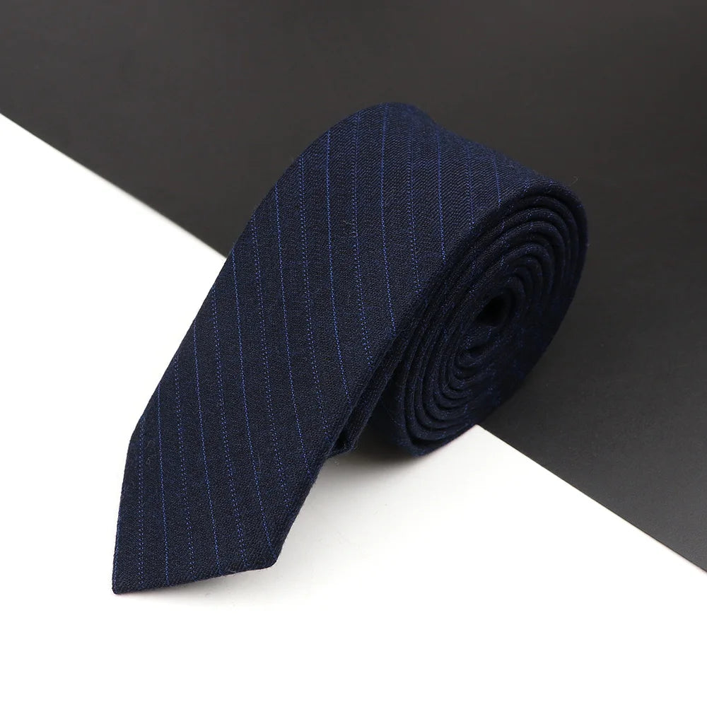 High Quality Classical Color Black Grey Skinny 100% Wool Tie Men Necktie For Business Meeting Fashion Shirt Dress Accessories