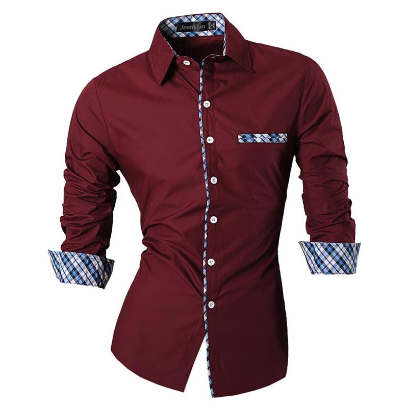 Jeansian Men's Casual Dress Shirts Fashion Desinger Stylish Long Sleeve 8371 Black2