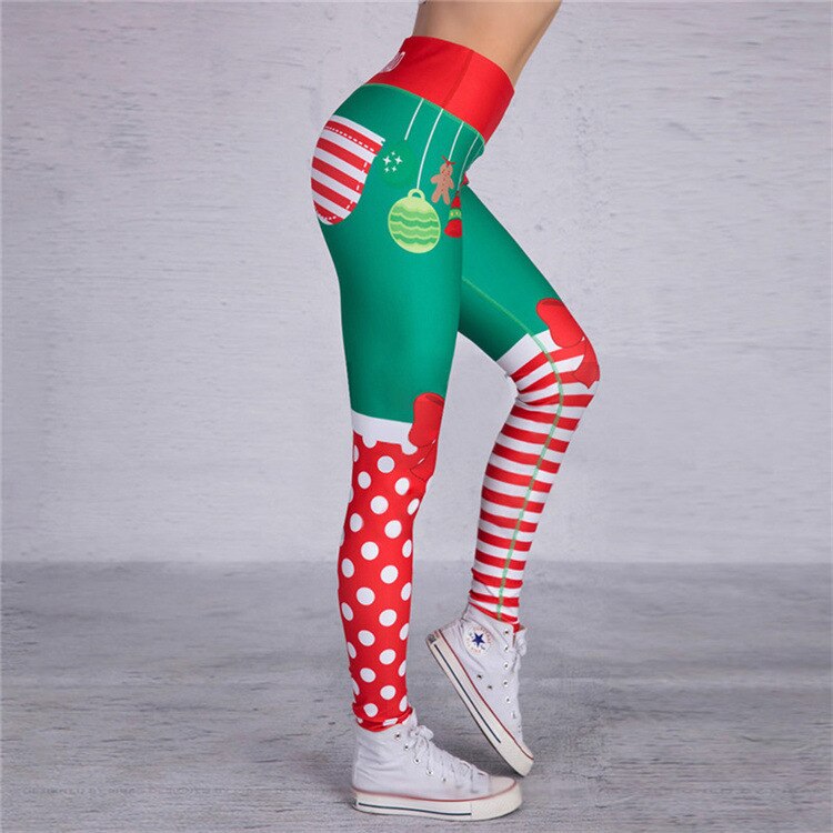 Christmas Leggings Women Sexy High Waist Skinny Leggins Fitness Legging Ladies Printed Workout Leggings Stretch Trousers Pants