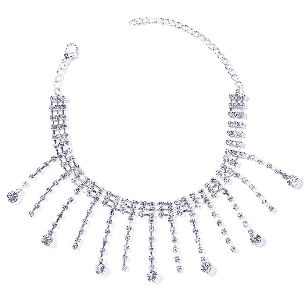 1PC Stonefans Full Rhinestone Tassel Adjustable Ankles Foot Chain Jewelry for Women Crystal Anklets
