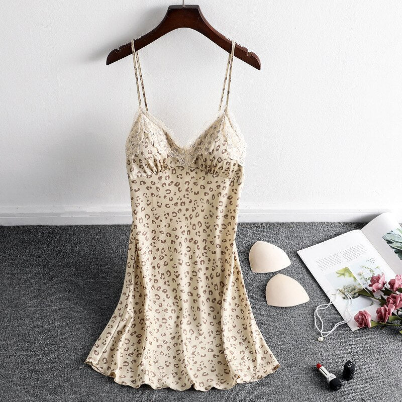 Lace Women's Nightdress Girl Sleepwear Silk Pijama Woman Dress Female Sling Nightwear Clothing 2021 Fashion Ladies Homewear