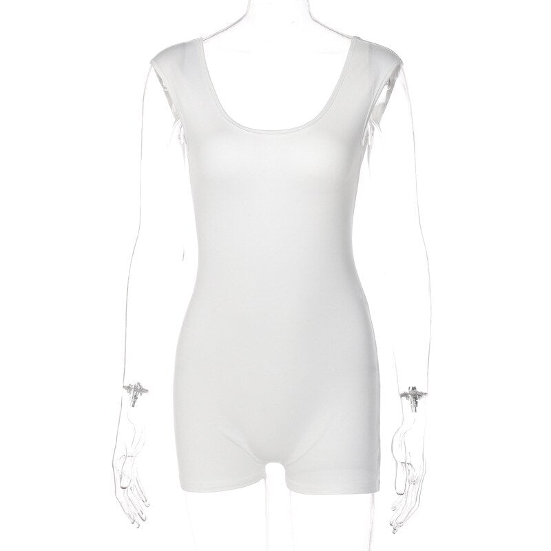 Sexy Backless Rompers Womens Jumpsuit Shorts White One Piece Outfits