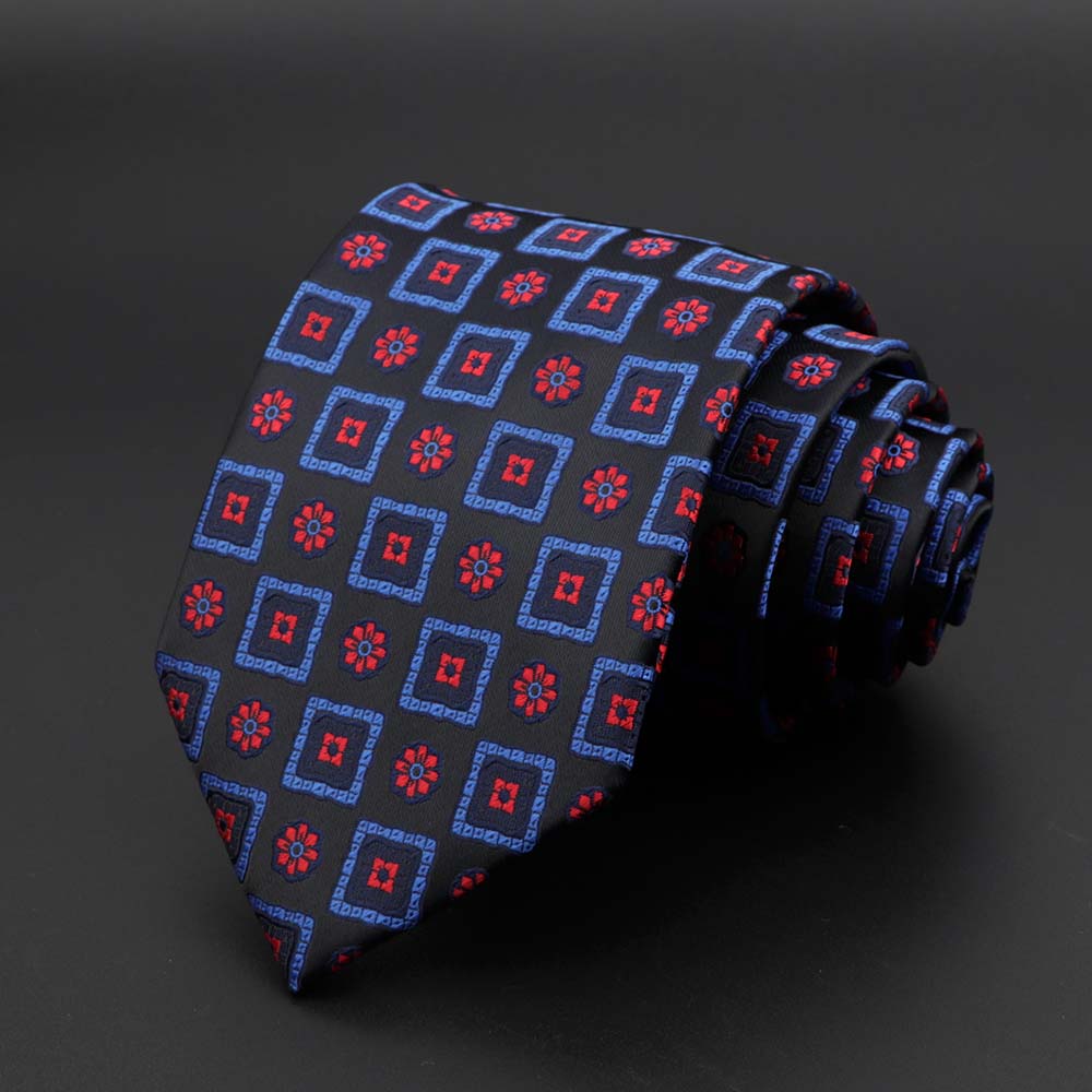 New Men's Tie Classic Solid Color Stripe Flower Floral 8cm Jacquard Necktie Accessories Daily Wear Cravat Wedding Party Gift