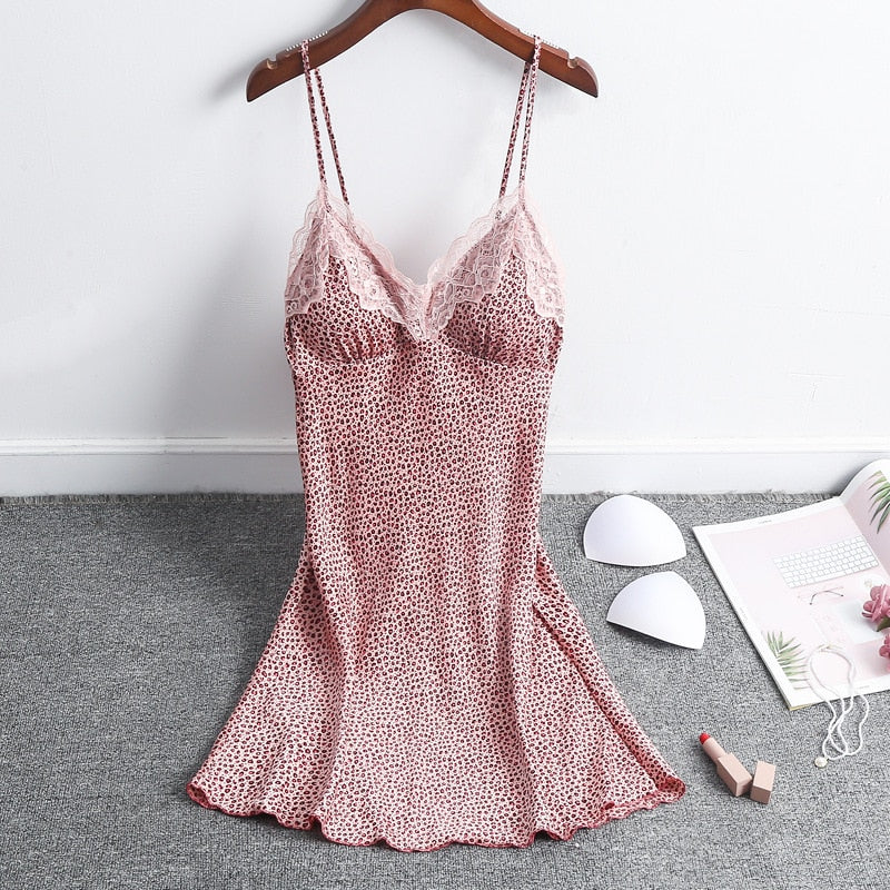 Lace Women's Nightdress Girl Sleepwear Silk Pijama Woman Dress Female Sling Nightwear Clothing 2021 Fashion Ladies Homewear