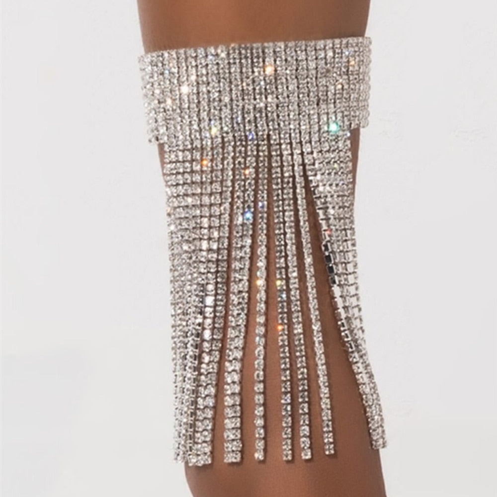 1PC Stonefans Full Rhinestone Tassel Adjustable Ankles Foot Chain Jewelry for Women Crystal Anklets
