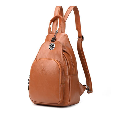 Leather Women's Bag New Cowhide Multi Function Fashionable Travel Backpack Soft Leather Lock Guard Chest Bag Messenger Bag