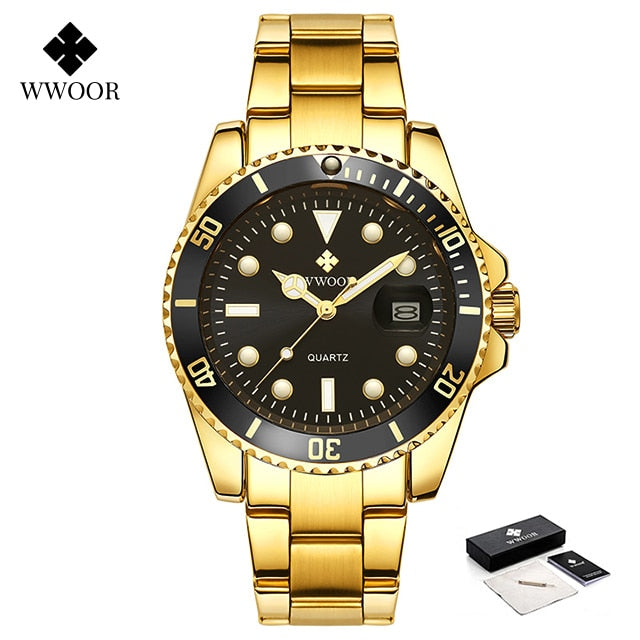 WWOOR Men Watches 2022 Luxury Full Steel Waterproof Automatic Date Watch Men Quartz Diving Sports Wristwatches Relogio Masculino
