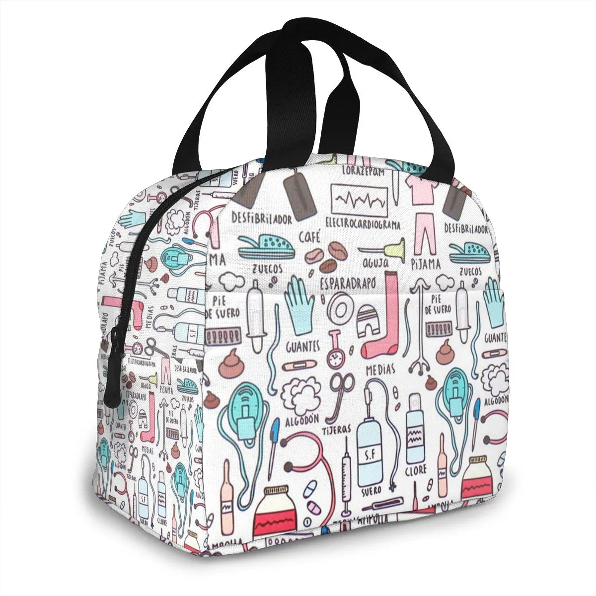 1Pcs New Arrive Fresh Cooler Bag Doctors Nurse Pattern Insulated Lunch Bags Women Food Cooler Warm Bento Box Tote For Kids