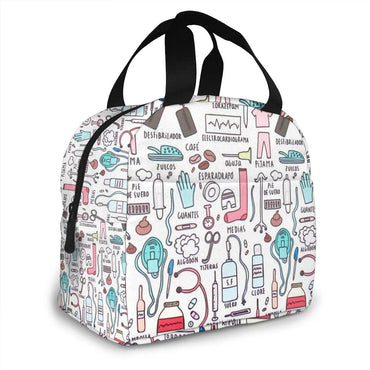 1Pcs New Arrive Fresh Cooler Bag Doctors Nurse Pattern Insulated Lunch Bags Women Food Cooler Warm Bento Box Tote For Kids