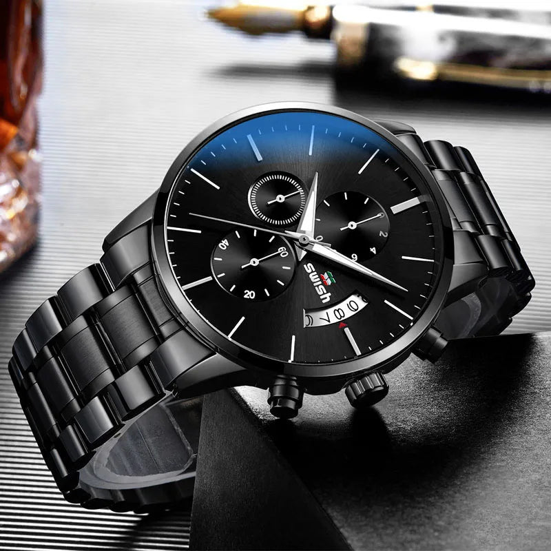 SWISH Men Watch 2022 Waterproof Stainless Steel Sport Quartz Clock Men's Watches Top Brand Luxury Man Wristwatch