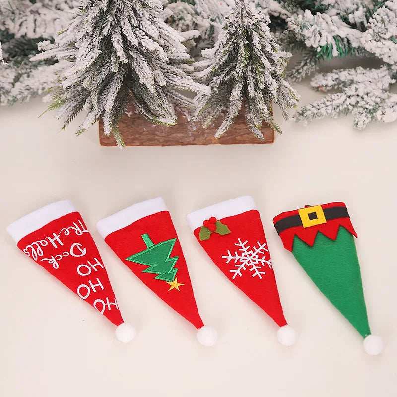 New Year 2023 Christmas Gift Tableware Fork Knife Holder Bag Navidad 2022 Noel Christmas Decorations for Home Dinner Table Decor