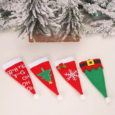 New Year 2023 Christmas Gift Tableware Fork Knife Holder Bag Navidad 2022 Noel Christmas Decorations for Home Dinner Table Decor