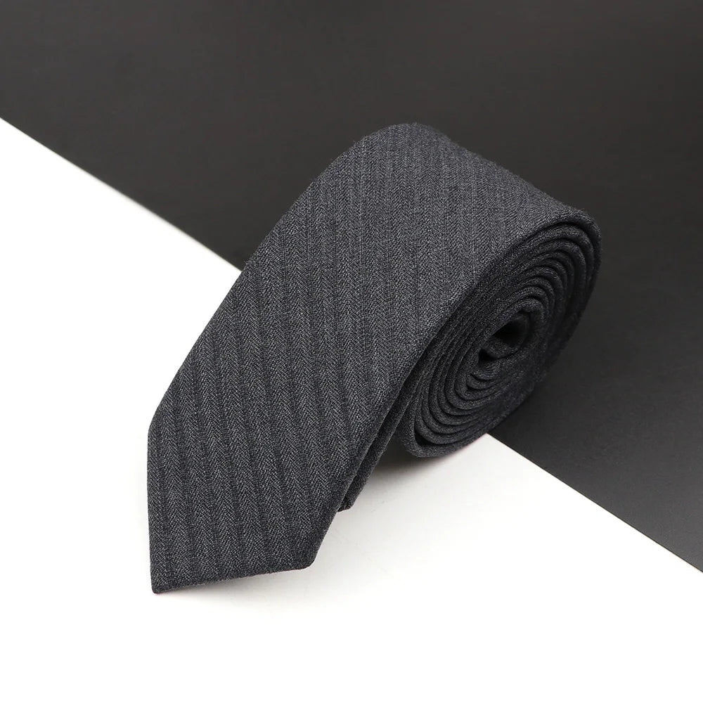 High Quality Classical Color Black Grey Skinny 100% Wool Tie Men Necktie For Business Meeting Fashion Shirt Dress Accessories