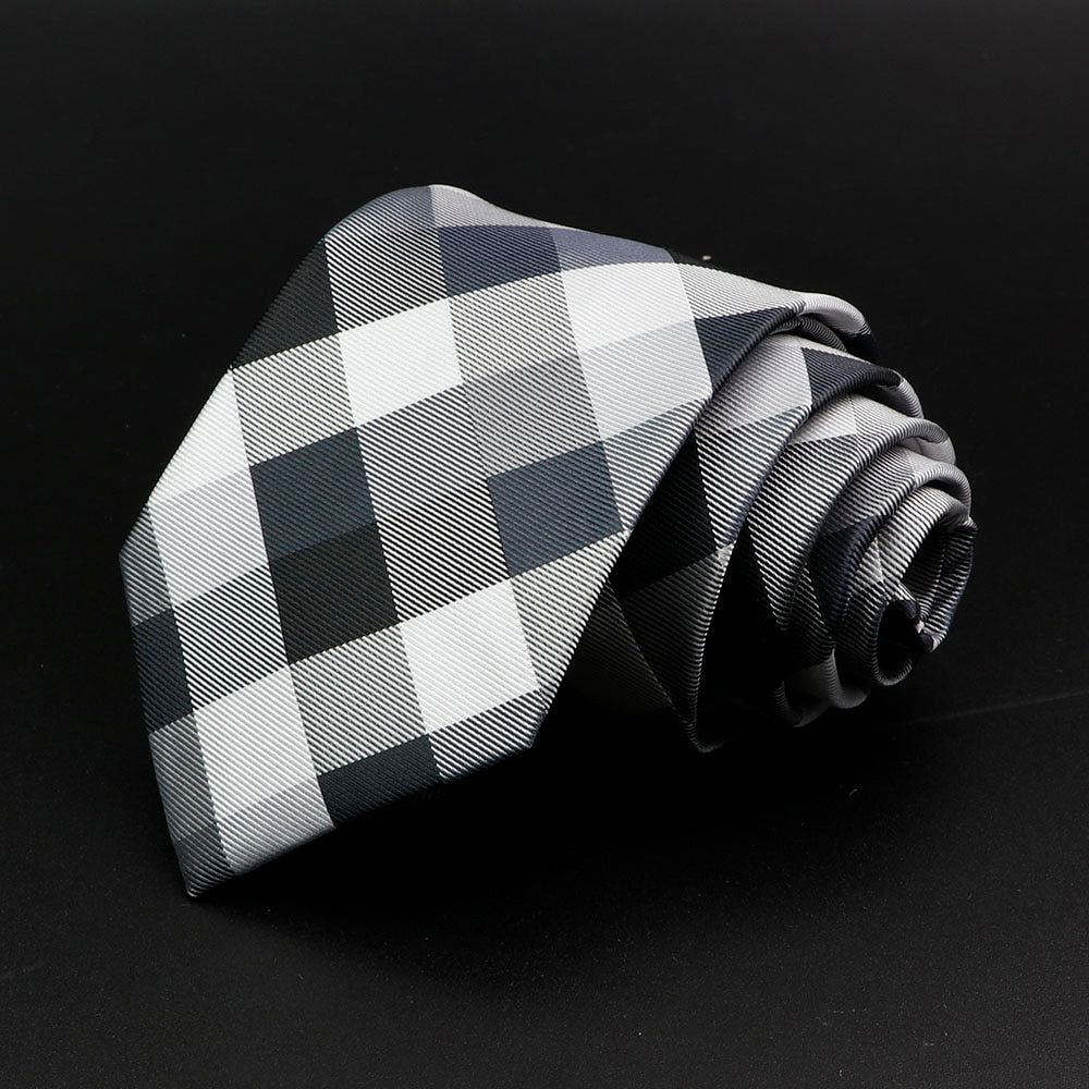 New Men's Tie Classic Solid Color Stripe Flower Floral 8cm Jacquard Necktie Accessories Daily Wear Cravat Wedding Party Gift