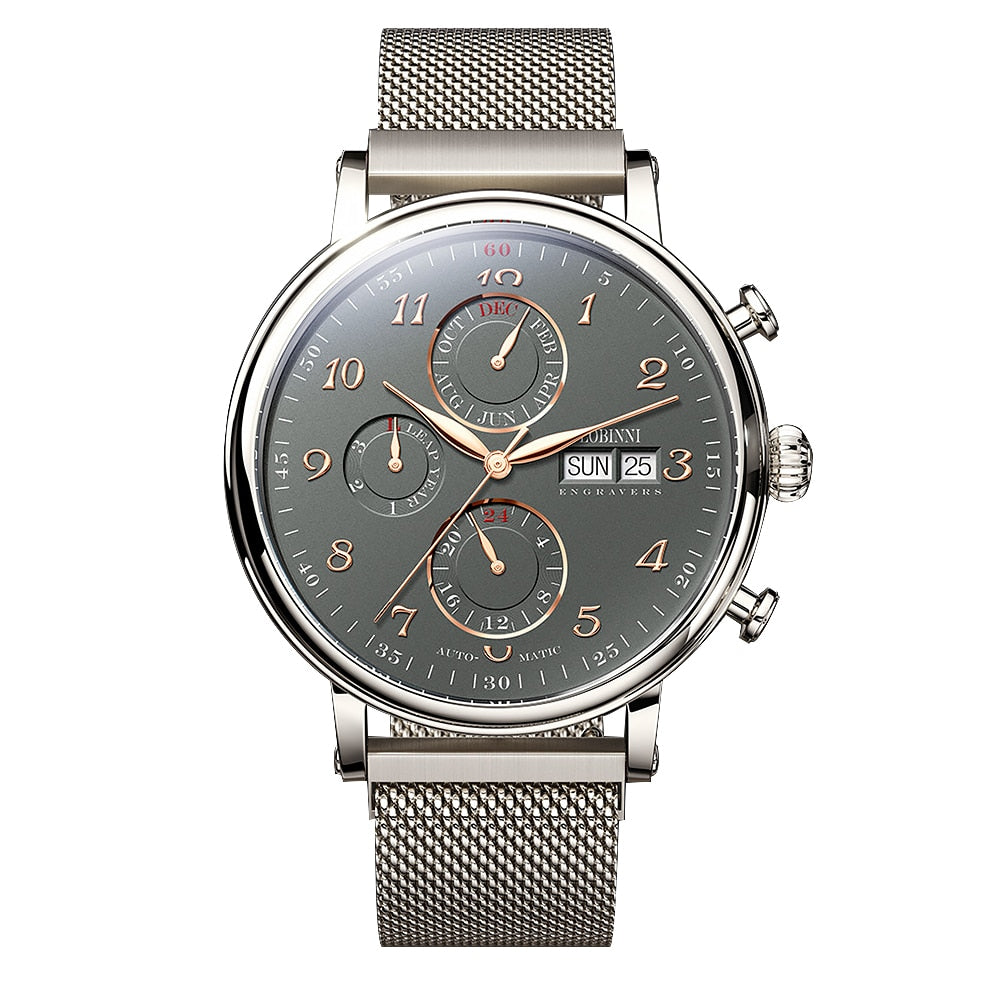 LOBINNI Luxury Mechanical Gear Watch Men gift Seagull Movement Automatic Black Self Winder Sapphire Watch Brand Men Metal Bezel