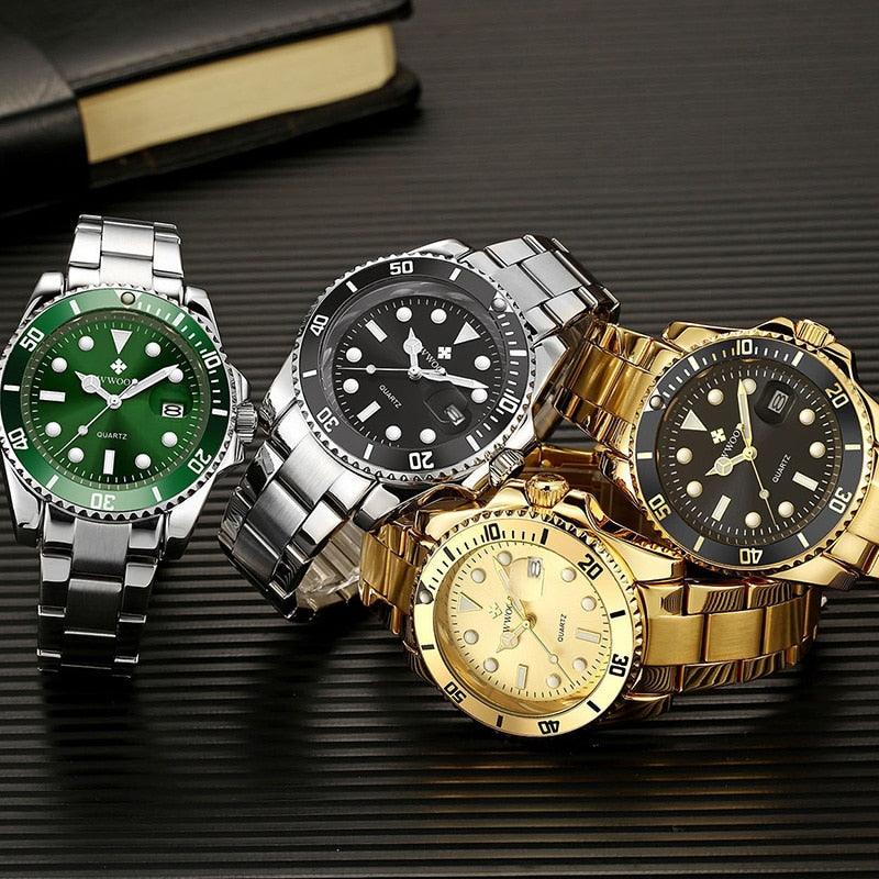 WWOOR Men Watches 2022 Luxury Full Steel Waterproof Automatic Date Watch Men Quartz Diving Sports Wristwatches Relogio Masculino