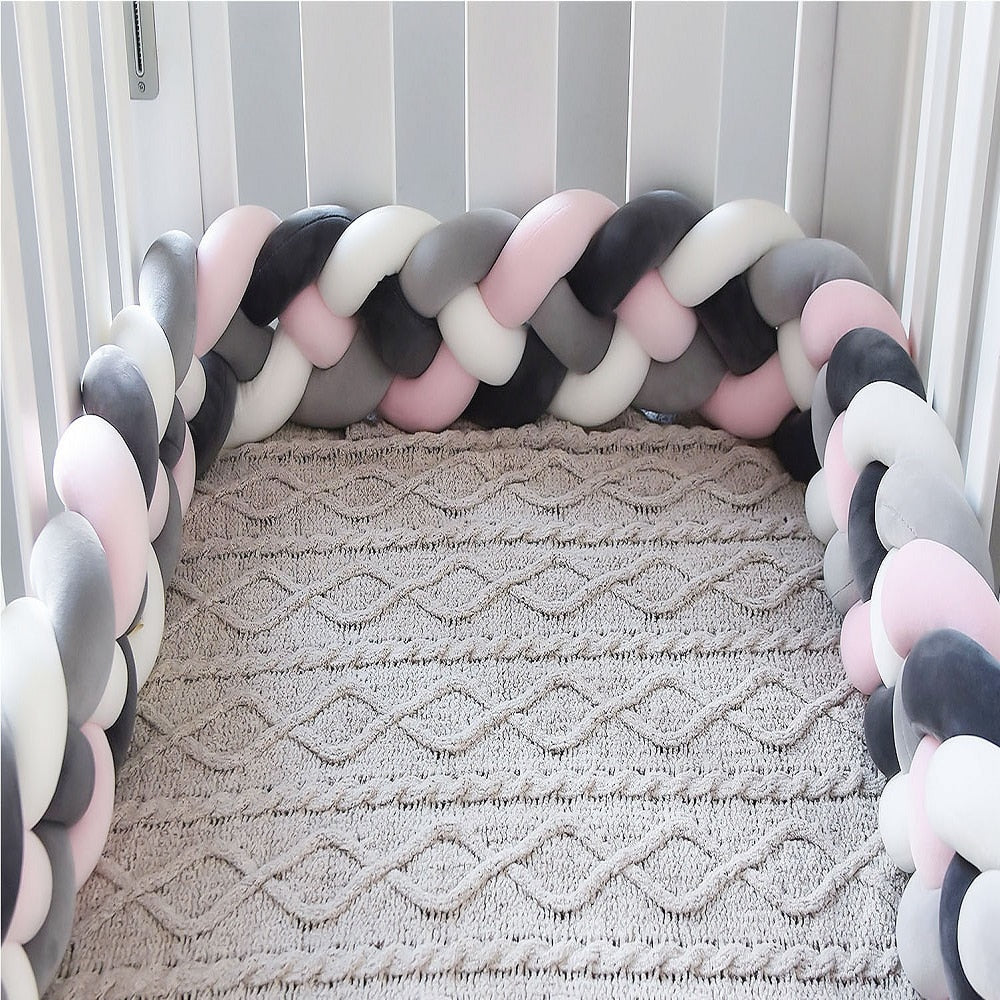 2M/3M Baby Bed Bumper Tour De Lit Bebe Newborn Crib Bumper 4 Braided Knot Baby Crib Bedding Set Bumper Protector