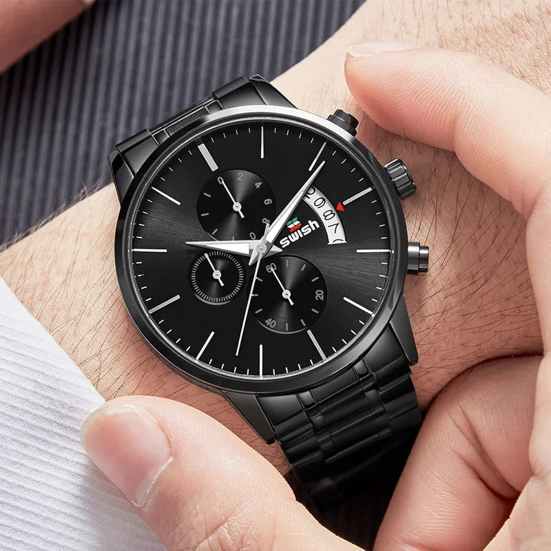 SWISH Men Watch 2022 Waterproof Stainless Steel Sport Quartz Clock Men's Watches Top Brand Luxury Man Wristwatch