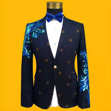 Brilliant Wedding Ceremony Singers Banquet Tuxedo Hosts Fashion Segments Brilliant Male Deep Blue Suit