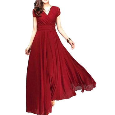 2021 Summer Beach Maxi Dress Women Floral Print Long Chiffon Dress Ruffles Casual V-Neck Split Sexy Party Dress Robe Femme