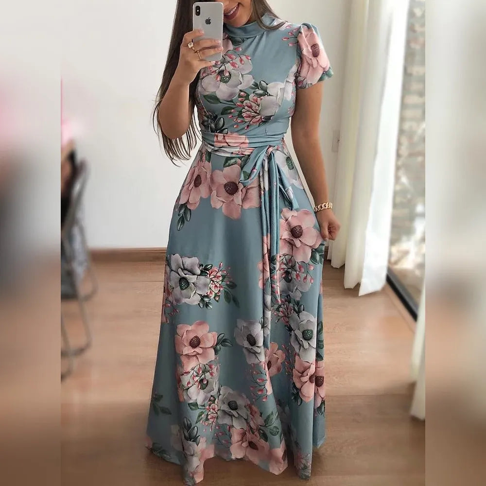 2018 Autumn New Casual Dress Women Short Sleeve Printed Dresses O Neck –  Mega Mart Center