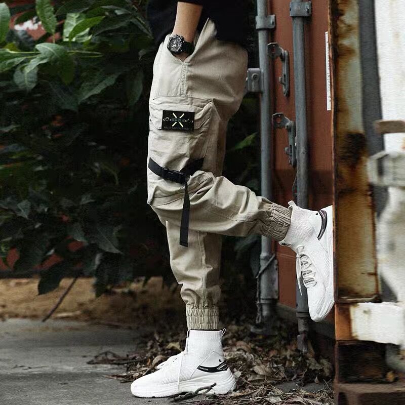 New Harajuku Cotton Multi-Pockets Style Fashion Cargo Pants Men Autumn Hip Hop Streetwear Casual Elastic Trousers Camo