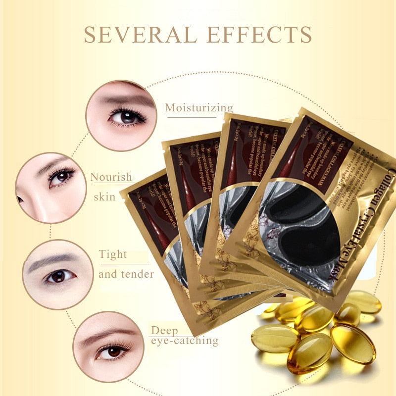 10pcs=5pair Black Collagen Eye Mask Crystal Eyelid Patch Anti Wrinkle Moisture
