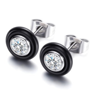 New Wedding Earring Jewelry Black White Ceramic Stud Earrings For Women girl Kids With  AAA Health Ceramic Zirconia Earring