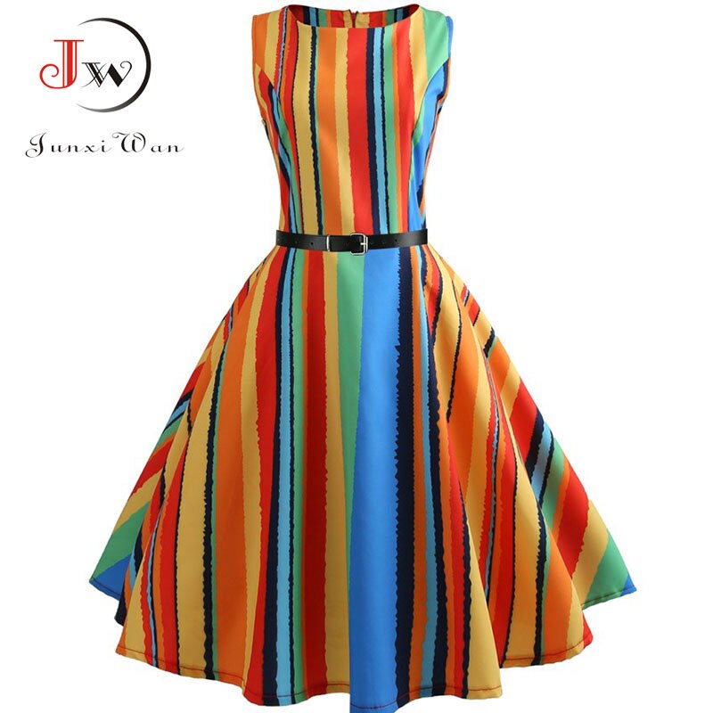 Summer Womens Dresses 2022 Casual Floral Retro Vintage 50s 60s Robe Rockabilly Swing Pinup Vestidos Valentines Day Party Dress