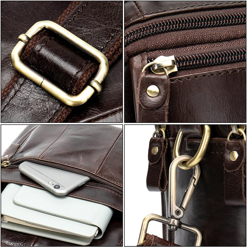 WESTAL Men's Bag Genuine Leather Designer Men's Shoulder Bags Crossbody Bags for Men Messenger Bag Men Leather Handbag Male 8870