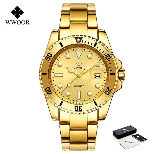 WWOOR Men Watches 2022 Luxury Full Steel Waterproof Automatic Date Watch Men Quartz Diving Sports Wristwatches Relogio Masculino