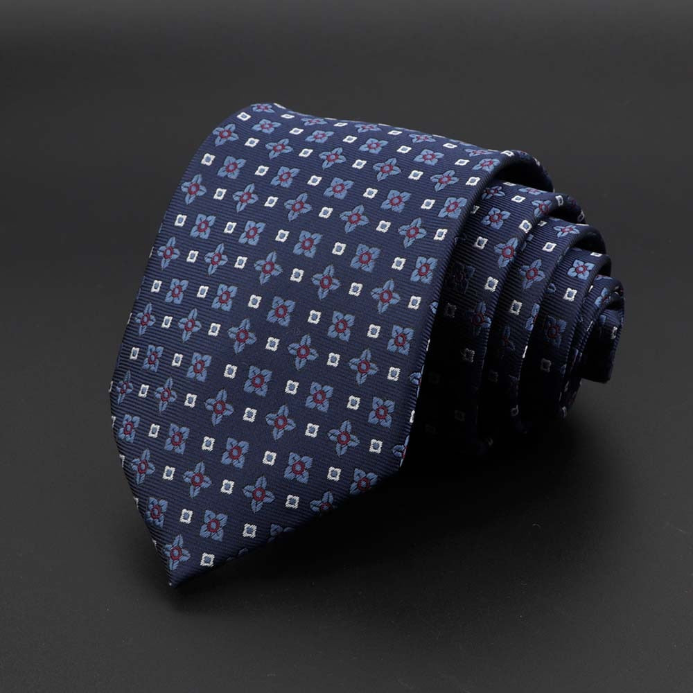 New Men's Tie Classic Solid Color Stripe Flower Floral 8cm Jacquard Necktie Accessories Daily Wear Cravat Wedding Party Gift