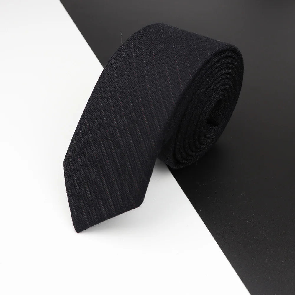 High Quality Classical Color Black Grey Skinny 100% Wool Tie Men Necktie For Business Meeting Fashion Shirt Dress Accessories