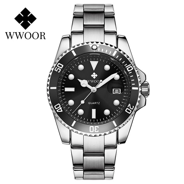 WWOOR Men Watches 2022 Luxury Full Steel Waterproof Automatic Date Watch Men Quartz Diving Sports Wristwatches Relogio Masculino