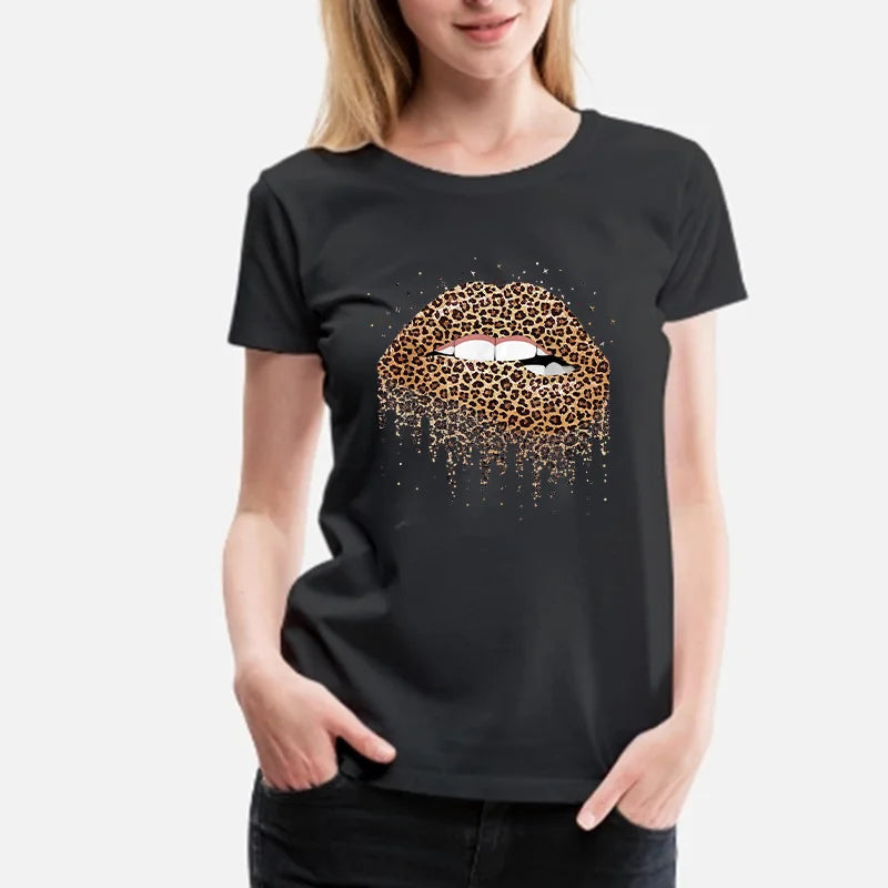 Leopard Print Lips Patches For Clothes Heat Transfer Thermal Stickers DIY Washable T-Shirts Iron On Transfer Girls Lips Patches