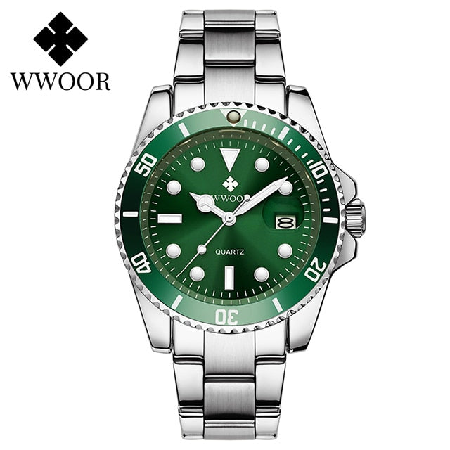 WWOOR Men Watches 2022 Luxury Full Steel Waterproof Automatic Date Watch Men Quartz Diving Sports Wristwatches Relogio Masculino