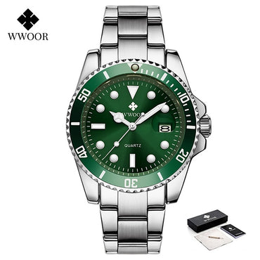 WWOOR Men Watches 2022 Luxury Full Steel Waterproof Automatic Date Watch Men Quartz Diving Sports Wristwatches Relogio Masculino