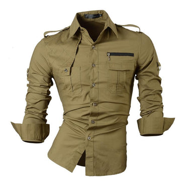 jeansian Spring Autumn Features Shirts Men Casual Shirt Long Sleeve Male Shirts Zipper Decoration (No Pockets) Z018