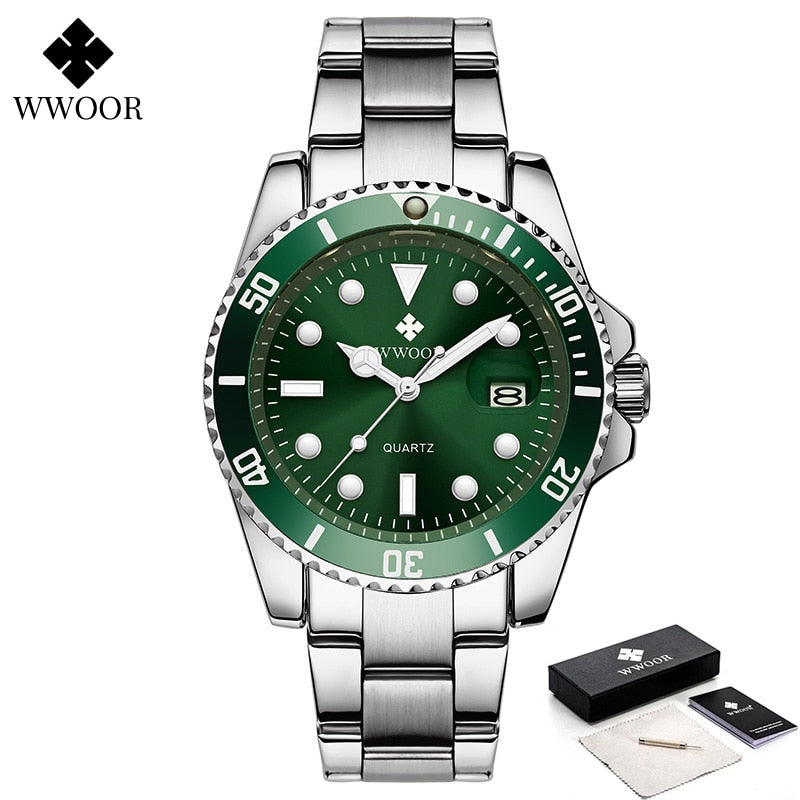 WWOOR Men Watches 2022 Luxury Full Steel Waterproof Automatic Date Watch Men Quartz Diving Sports Wristwatches Relogio Masculino